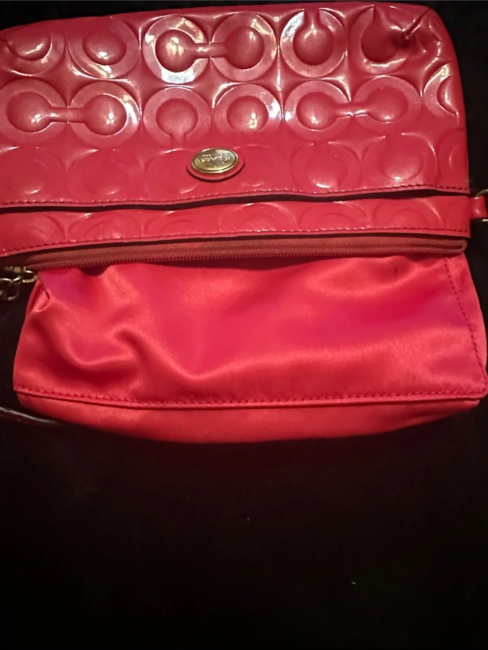 Coach Patent Embossed Pink Wristlet Clutch